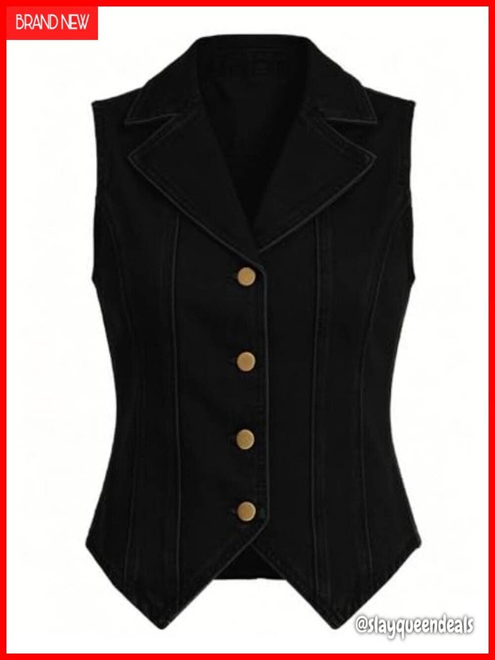 Denim Vest Top Slim Fit Sleeveless V Neck Button Down Women's Jean Waistcoat